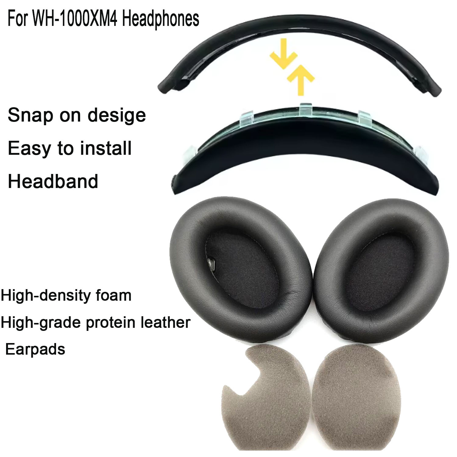 Sony Headphone Wh-1000Xm4 - WH1000XM4 سهلة التركيب عقال وسادات الأذن